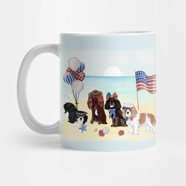 Patriotic Cavalier King Charles Spaniels, All Four Colors by Cavalier Gifts